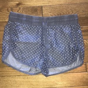 blue and white polka dot shorts